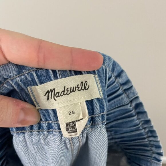 Madewell Pull On Blue Denim Paperbag Shorts Size 28 - Picture 3 of 5